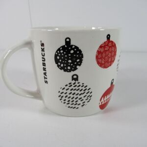 STARBUCKS Coffee MUG 2016 Red‎ & Black Ornament Christmas 16.9 oz